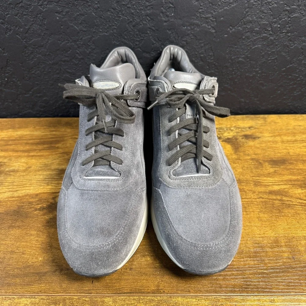 Santoni Club Gray Suede Leather Mid Top Sneakers Mens Size 9
